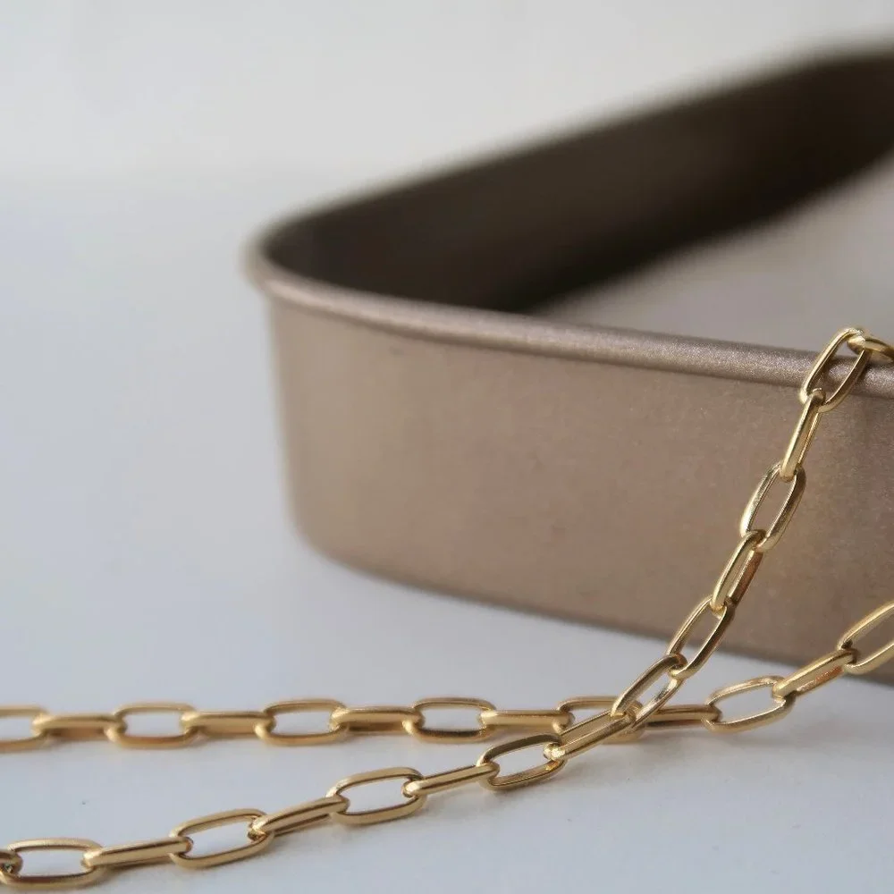 NEW 18K Gold Plated O Link Chain Paper Clip Necklace